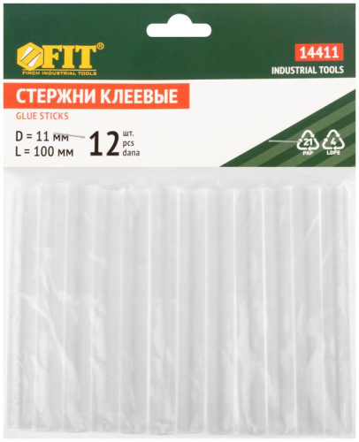 Стержень клеевой 11х100мм бесцвет. (уп.12шт) FIT 