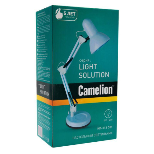 Светильник KD-313 настол. база 230В 60Вт E27 бел. Camelion 