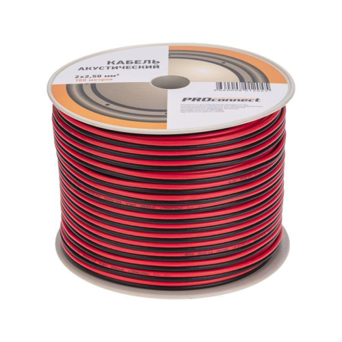 Кабель Stereo 2х2.5 красн./черн. бухта (м) PROCONNECT 