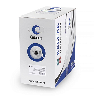 Кабель витая пара U/UTP кат.5E 1х2х24AWG solid PVC нг(А)-LS UTP-1P-Cat.5e-SOLID сер. (уп.500м) Cabeus 