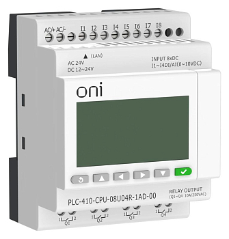 Модуль ЦПУ ПЛК 410 4 DI 4 UI (0-10 В/DI) 4 RO 12В-24В DC или 24В AC с Ethernet портом с экраном ONI 