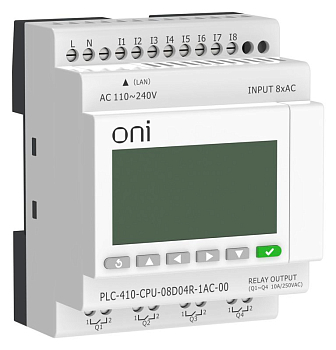 Модуль ЦПУ ПЛК 410 8 DI 4 RO 220В AC с Ethernet портом с экраном ONI 