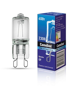 Лампа галогенная 60Вт капсула прозрачная G9 3000К 230В Camelion 