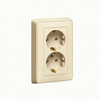 Розетка 2-м СП Cariva 16А IP20 2х2P+E немецк. стандарт сл. кость (DIY-упак.) Leg 