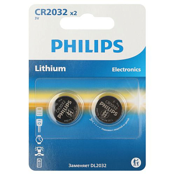 Элемент питания литиевый CR2032 (блист. 2шт) Philips 