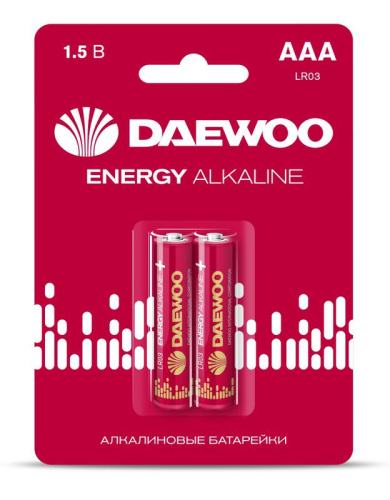 Элемент питания алкалиновый AAA/LR03 1.5В Energy Alkaline 2021 BL-2 (уп.2шт) DAEWOO 