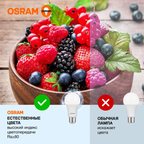 Лампа светодиодная LED G3 Value LVCLA100 12SW/865 12Вт грушевидная матовая 6500К холод. бел. E27 960лм 230В 10х1 RU OSRAM 