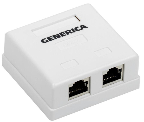 Розетка информационная RJ45 кат.5е FTP 2 порта настенная GENERICA ITK 