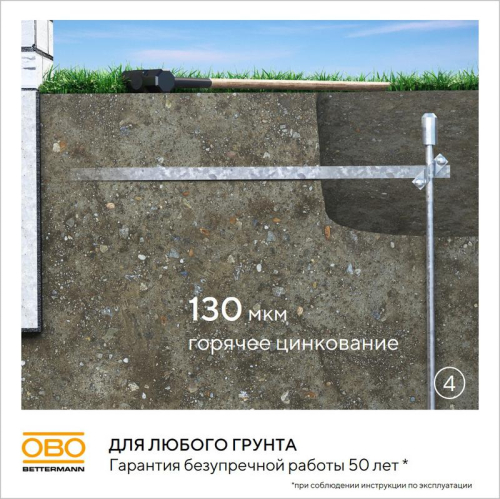 Комплект заземления верт. без муфт d20мм дл.6м (4х1.5м) OBO 