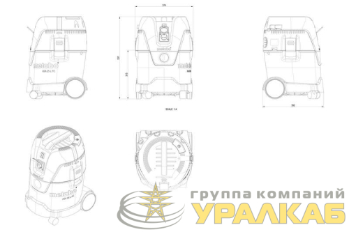 Пылесос ASA 25 L PC 1250Вт розетка ручн. очистка Metabo 