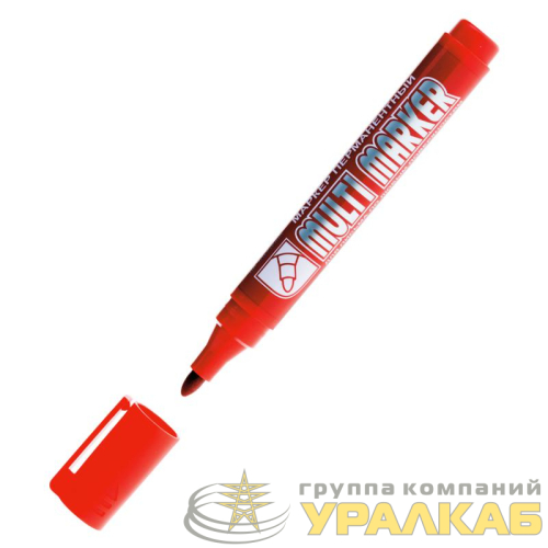 Маркер перманентный "Multi Marker" пулевидный 3мм крас. Crown 
