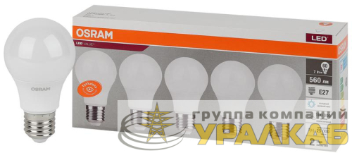 Лампа светодиодная LED Value LVCLA60 7SW/865 грушевидная матовая E27 230В 2х5 RU (уп.5шт) OSRAM 