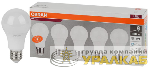 Лампа светодиодная LED Value LVCLA75 10SW/865 грушевидная матовая E27 230В 2х5 RU (уп.5шт) OSRAM 