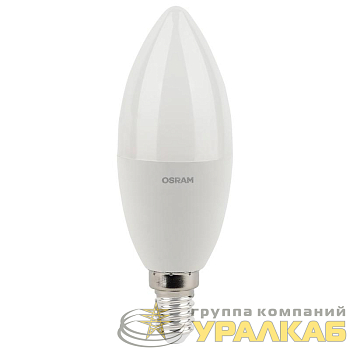 Лампа светодиодная LED Antibacterial B 7.5Вт свеча матовая 2700К тепл. бел. E14 806лм 220-240В угол пучка 220град. бактерицидн. покрыт. (замена 75Вт) OSRAM 