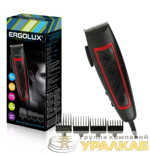 Машинка для стрижки волос ELX-HC04-C43 черн. с красн. 15Вт 220-240В Ergolux 