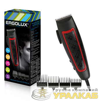 Машинка для стрижки волос ELX-HC04-C43 черн. с красн. 15Вт 220-240В Ergolux 