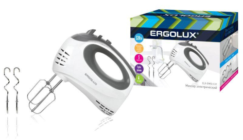 Миксер ручной ELX-EM02-C31 320Вт 220-240В бело-сер. Ergolux 