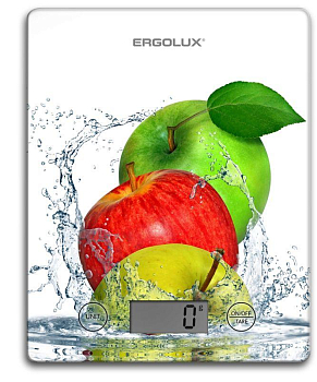 Весы кухонные ELX-SK02-С01 до 5кг 195х142мм бел. яблоки Ergolux 