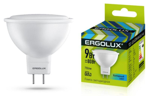 Лампа светодиодная LED-JCDR-9W-GU5.3-4K JCDR 9Вт GU5.3 4500К 172-265В Ergolux 