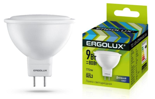 Лампа светодиодная LED-JCDR-9W-GU5.3-6K JCDR 9Вт GU5.3 6500К 172-265В Ergolux 