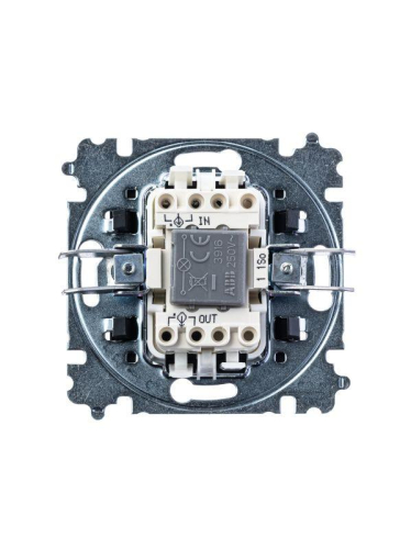 Выключатель 1-кл. СП Levit IP20 с подсветкой сталь/дым. черн. ABB 