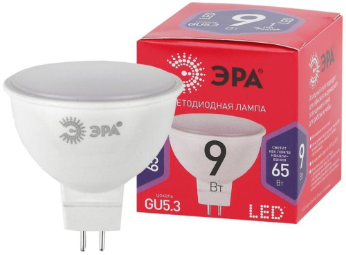 Лампа светодиодная MR16-9W-865-GU5.3 R (диод софит 9Вт хол GU5.3) ЭРА 
