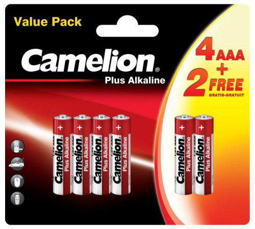 Элемент питания AAA/LR03 1.5В Plus Alkaline 4+2LR03-BP (блист.6шт) Camelion 