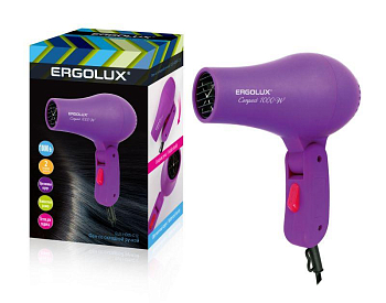Фен ELX-HD05-С12 со складной ручкой 1000Вт 220-240В фиол. Ergolux 