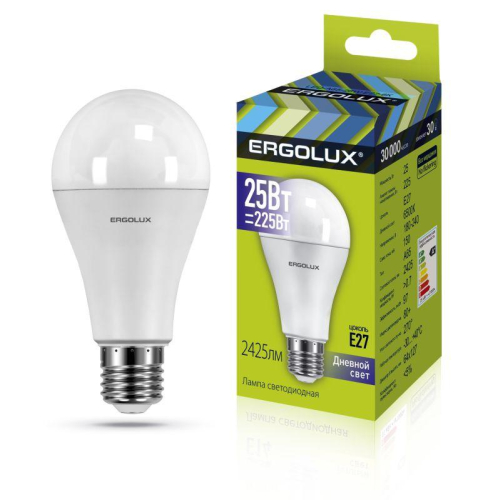 Лампа светодиодная LED-A65-25W-E27-6K ЛОН 25Вт E27 6500К 180-240В Ergolux 