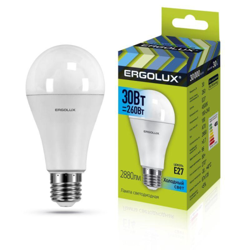 Лампа светодиодная LED-A70-30W-E27-4K ЛОН 30Вт E27 4500К 180-240В Ergolux 