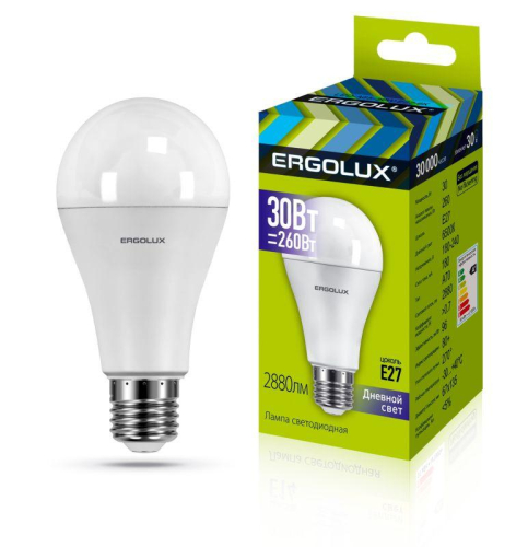 Лампа светодиодная LED-A70-30W-E27-6K ЛОН 30Вт E27 6500К 180-240В Ergolux 