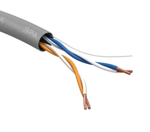 Кабель витая пара U/UTP кат.5e 2х2х24AWG solid CCA PVC SIMPLE сер. 305м (м) Эра 
