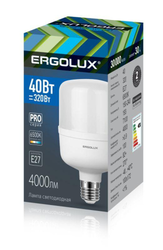 Лампа светодиодная LED-HW-40W-E27-6K PRO 40Вт E27 6500К 150-260В Ergolux 