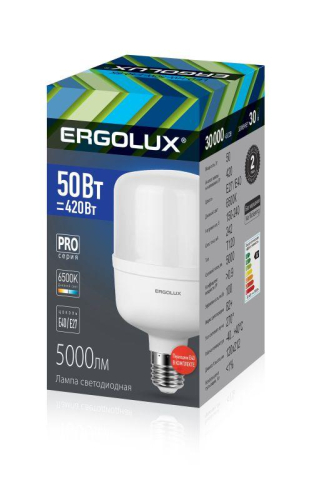 Лампа светодиодная LED-HW-50W-E40-6K PRO 50Вт E27/E40 6500К 150-260В Ergolux 