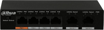 Коммутатор DH-PFS3006-4ET-60 4х100Мбит 4PoE неуправляемый Dahua 