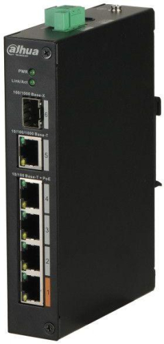 Коммутатор DH-PFS3106-4ET-60 4х100Мбит 1G 1SFP 3PoE+ 60Вт неуправляемый Dahua 