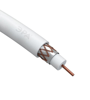 Кабель коаксиальный RG-6U Cu/(оплетка Cu 64%) PVC 75Ом бел. 100м Эра 