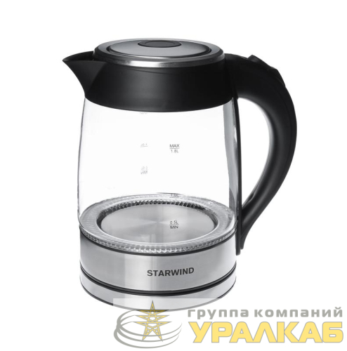 Чайник электрический SKG4710 1.8л 2200Вт серебр./черн. (корпус стекло) STARWIND 