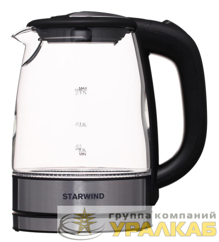 Чайник электрический SKG5210 1.7л 2200Вт черн./серебр. (корпус стекло) STARWIND 