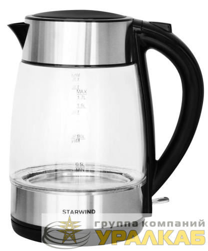Чайник 1.7л. 2200Вт (стекло) черн./серебр.SKG3026 STARWIND 