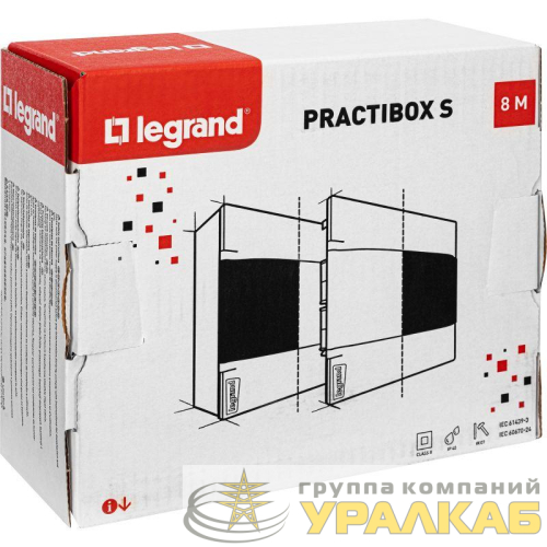 Щиток пластиковый встраиваемый Practibox S 1х8 бел. дверь Leg 