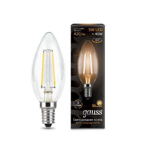 Лампа светодиодная Black Filament Свеча E14 5Вт 2700К Gauss 