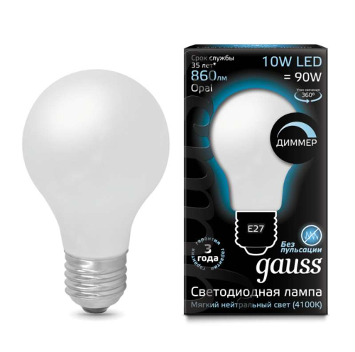 Лампа светодиодная Black Filament A60 E27 10Вт 4100К OPAL диммир. Gauss 