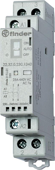Контактор модульный 1NO + 1NC 25А AgNi 230В AC/DC 17.5мм IP20 опции: мех. индикатор + LED FINDER 