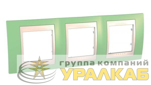 Рамка 3-м Unica Хамелеон горизонт. зел. яблоко/беж. SchE 