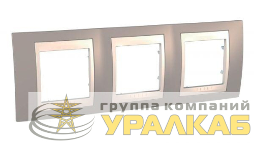 Рамка 3-м Unica Хамелеон горизонт. корич./беж. SchE 