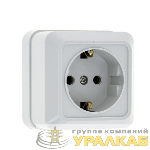 Розетка 1-м ОП Рим 16А IP20 с заземл. бел. EKF 
