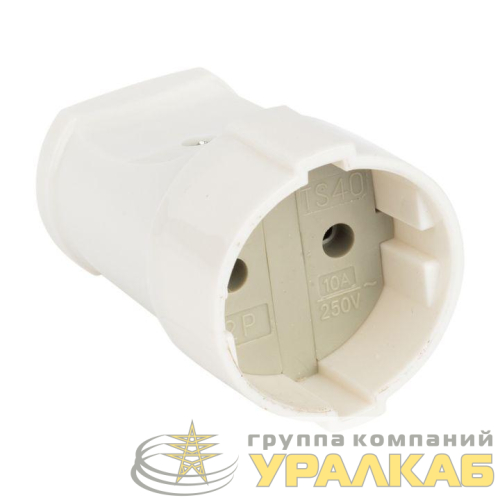 Гнездо штепсельное без заземл. бел. 10А 250В EKF 