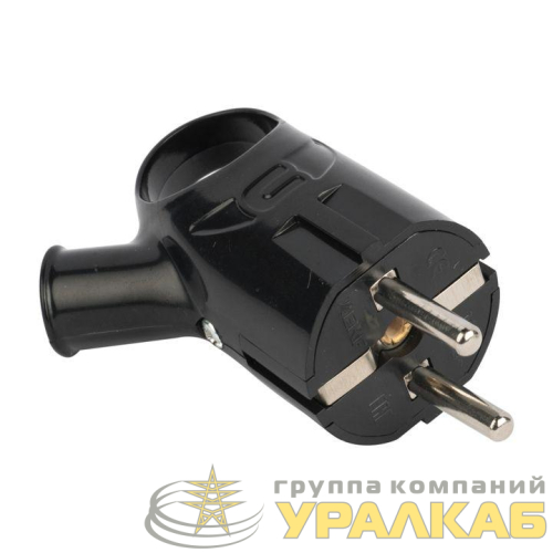 Вилка с кольцом 16А 250В с заземл. черн. EKF 