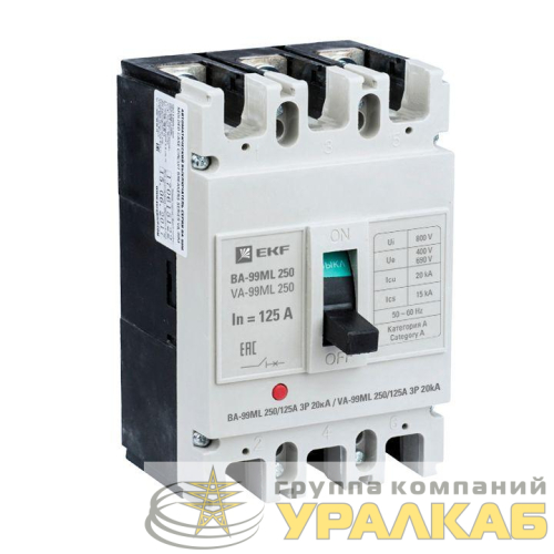 Выключатель автоматический 3п 250/125А 20кА ВА-99МL Basic EKF 